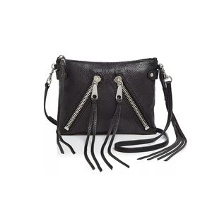 REBECCA MINKOFF Black Leather Moto Jon Crossbody